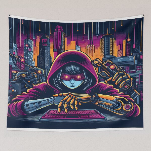 Item preview, Anime Girl Desk Mat Hacker Girl Aesthetic designed and sold by KitonicTees.