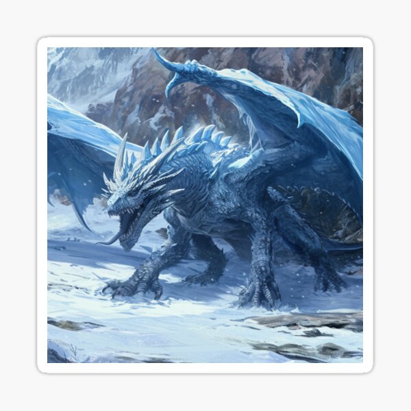 Ice Blue Winter Dragon Sticker