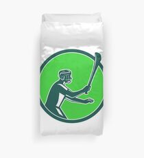 Hurling Player Icon Retro Duvet Cover