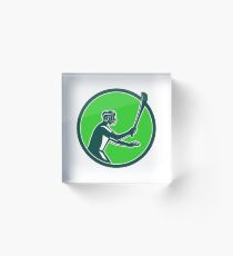 Hurling Player Icon Retro Acrylic Block