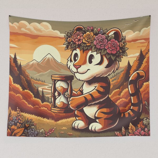 Item preview, Tiger's Gaze: Floral Crown and Hourglass Fantasy designed and sold by Dicoart.