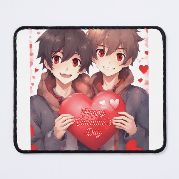 Item preview, Cute Anime Boy Couple wishing "Happy Valentine's Day" - 2 designed and sold by StellaArtz.