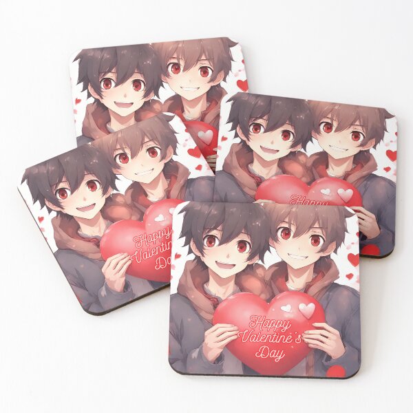 Item preview, Cute Anime Boy Couple wishing "Happy Valentine's Day" - 2 designed and sold by StellaArtz.