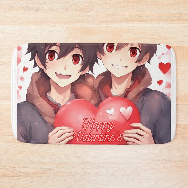 Item preview, Cute Anime Boy Couple wishing "Happy Valentine's Day" - 2 designed and sold by StellaArtz.