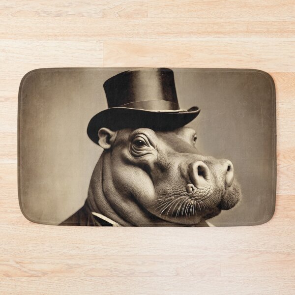 Item preview, Hippo Portrait Victorian Artistic Gift Fashion Animal  designed and sold by popanato.