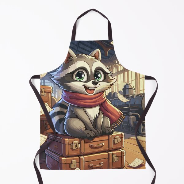 Item preview, Train Station Whimsy: Cartoon Raccoon designed and sold by Dicoart.