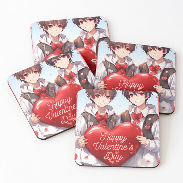 Item preview, Cute Anime Boy Couple wishing "Happy Valentine's Day" - 3 designed and sold by StellaArtz.