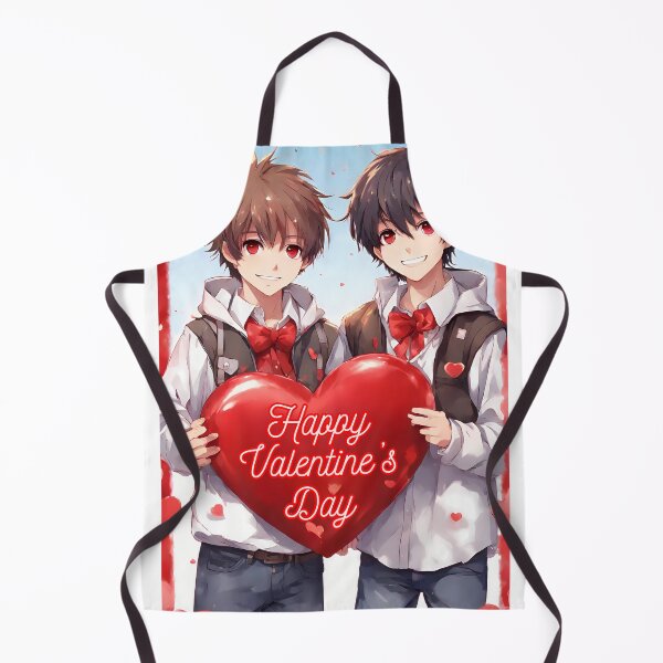 Item preview, Cute Anime Boy Couple wishing "Happy Valentine's Day" - 3 designed and sold by StellaArtz.