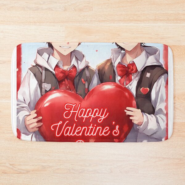 Item preview, Cute Anime Boy Couple wishing "Happy Valentine's Day" - 3 designed and sold by StellaArtz.