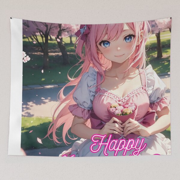 Item preview, Sweet Anime Girl wishing "Happy Valentine's Day" - 1 designed and sold by StellaArtz.