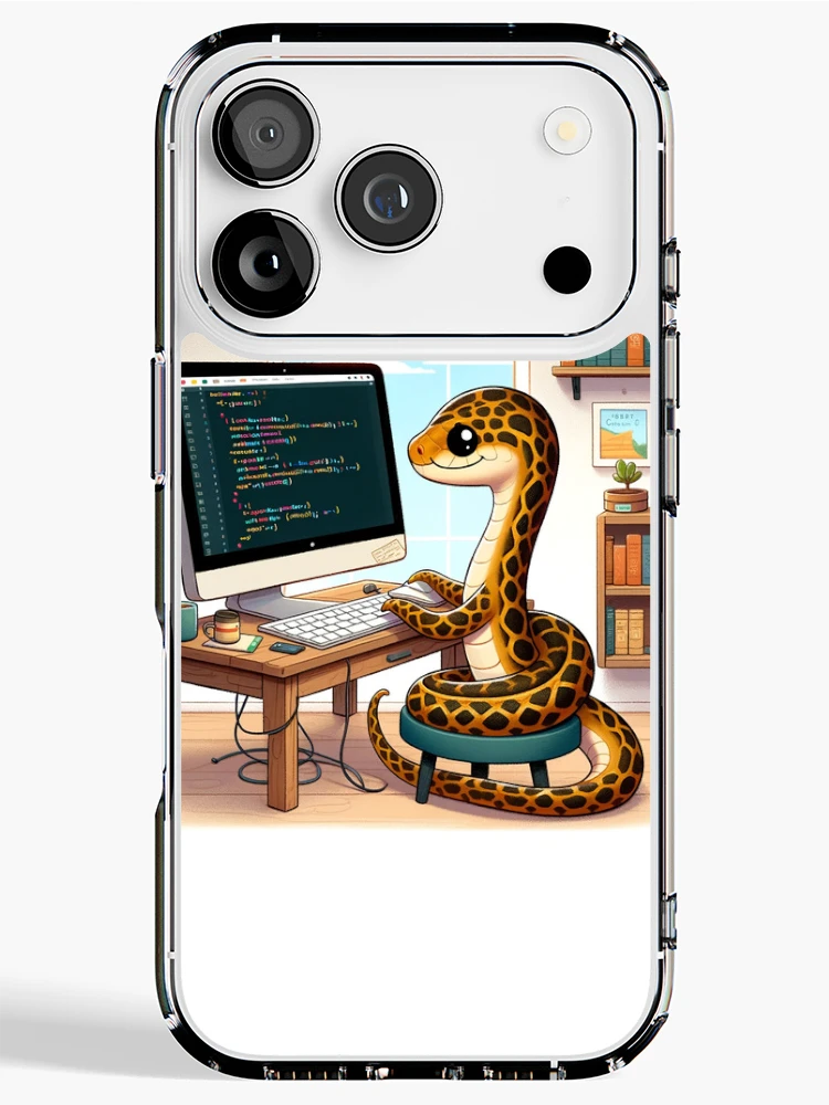 Thumbnail 1 of 5, iPhone Case, Adorable Python Learning to Code designed and sold by Mugs and Shirts.