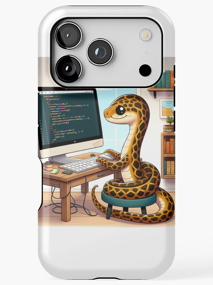 Thumbnail 1 of 4, iPhone Case, Adorable Python Learning to Code designed and sold by Mugs and Shirts.