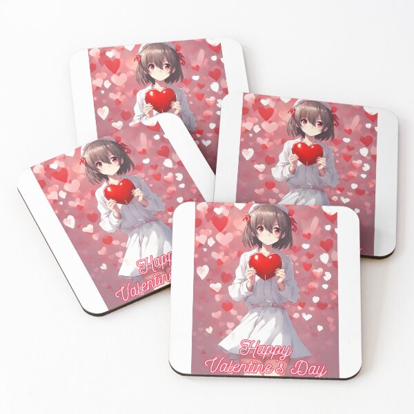 Item preview, Sweet Anime Girl wishing "Happy Valentine's Day" - 2 designed and sold by StellaArtz.