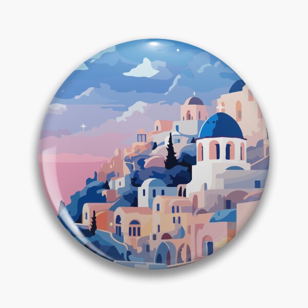 Item preview, Santorini Greece Pastel Evening Illustration Art designed and sold by LVTFCOarts.