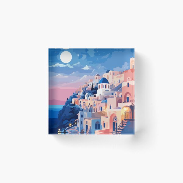 Item preview, Santorini Greece Pastel Evening Illustration Art designed and sold by LVTFCOarts.
