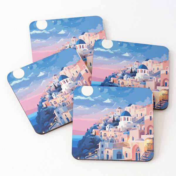 Item preview, Santorini Greece Pastel Evening Illustration Art designed and sold by LVTFCOarts.