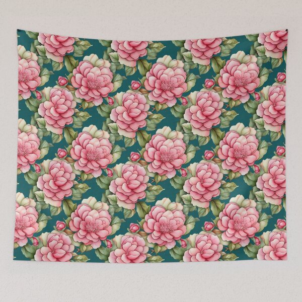 Item preview, Watercolor Camelia Flowers Pattern designed and sold by FloralsbyLiss.