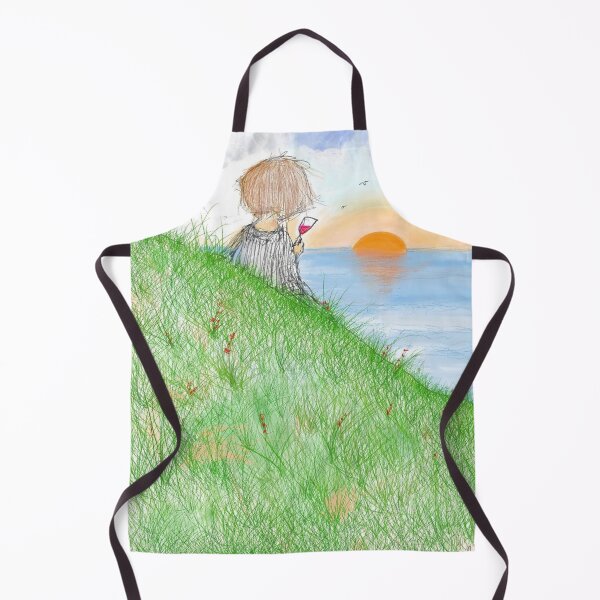 Item preview, A woman sitting on a hill drinking a glass of wine, watching the sunset designed and sold by Patrick Canavan.