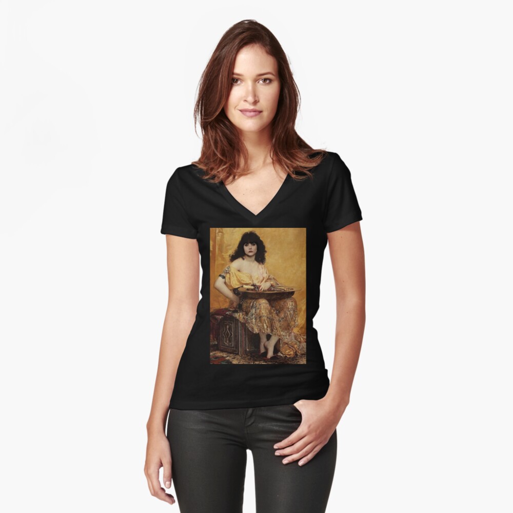 Aperçu de l'œuvre T-shirt moulant col V créée et vendue par morannewebb.