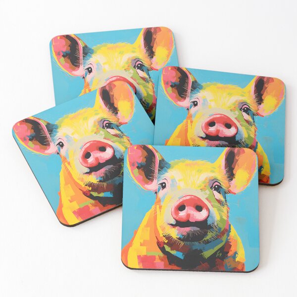 Artikelvorschau, Schwein-Porträt-Kunst. Tier bunt. Tierkissen. entworfen und verkauft von formform.