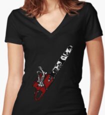 Ash vs Evil Dead chainsaw Women's Fitted V-Neck T-Shirt
