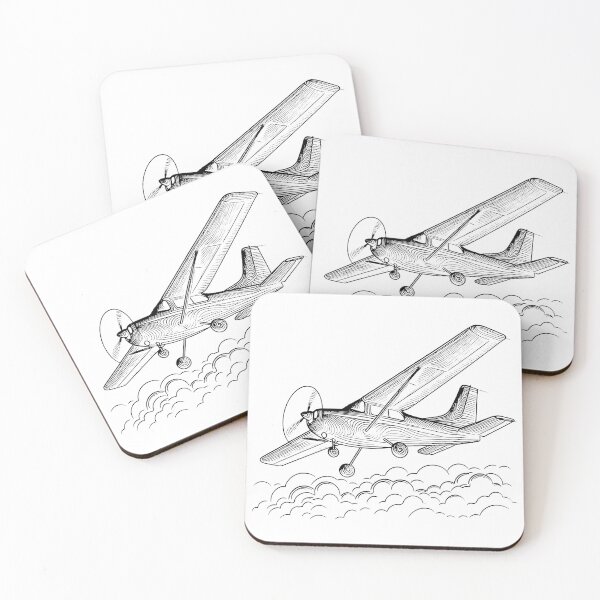Item preview, Adventure Awaits - Classic Propeller Plane Over Clouds Line Art designed and sold by MnDShirts.