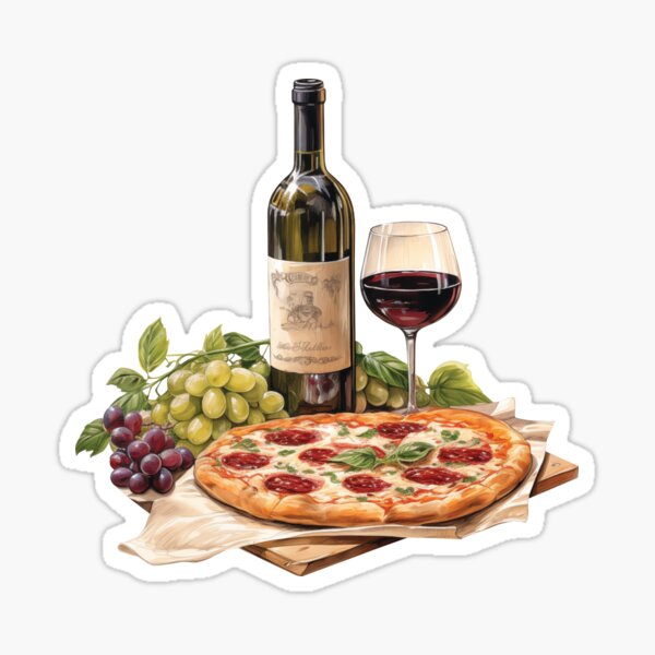 Artikel-Vorschau von Peperoni-Pizza, Rotwein und Trauben, designt und verkauft von Alicia Chee.
