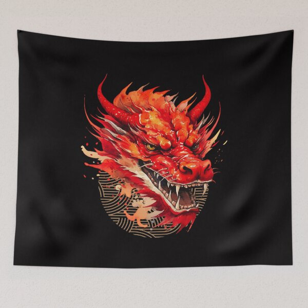 Item preview, Vibrant Red  dragon -Year of the Dragon- chinese Zodiac Theme-white Background designed and sold by CosmicNook1.