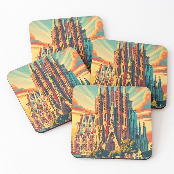 Item preview, LA SAGRADA FAMILIA, BARCELONA | Retro-Style World Travel Poster designed and sold by wallflowerfolio.