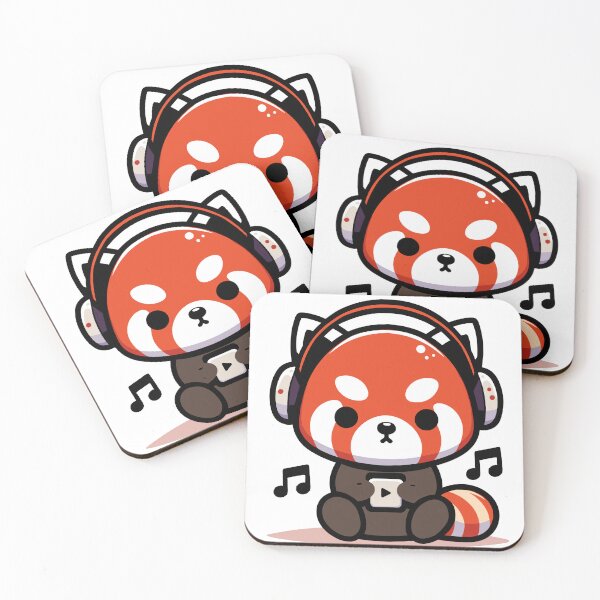 Artikelvorschau, Niedlicher Roter Panda, der Musik hört entworfen und verkauft von BluRockDesigns.