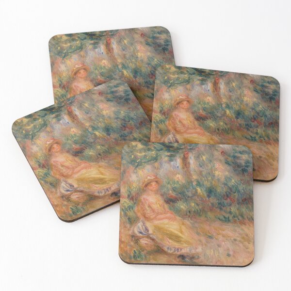Item preview, Renoir, Romantic Artwork, Impressionist Painting,Woman in Pink and Yellow in a Landscape designed and sold by Shon Dailey.