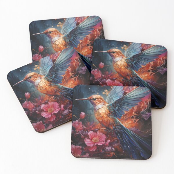 Item preview, Rufous hummingbird ang flower art designed and sold by Rockwpapart.