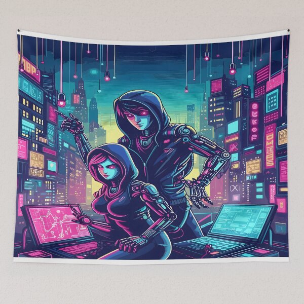 Item preview, Anime Boy Anime Girl Hacker Couple Desk Mat, Mouse Pad designed and sold by KitonicTees.