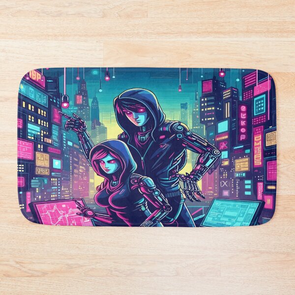 Item preview, Anime Boy Anime Girl Hacker Couple Desk Mat, Mouse Pad designed and sold by KitonicTees.