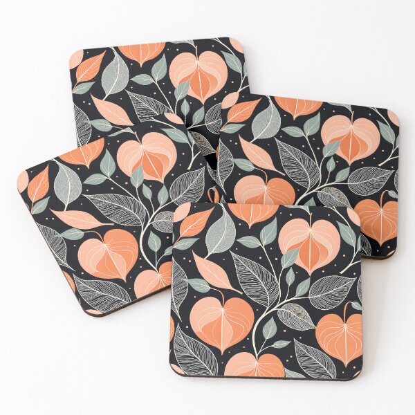 Item preview, Mid Century Modern  Botanical Leaves Pattern , Peach Fuzz, Black designed and sold by Prints and Lifestyle.