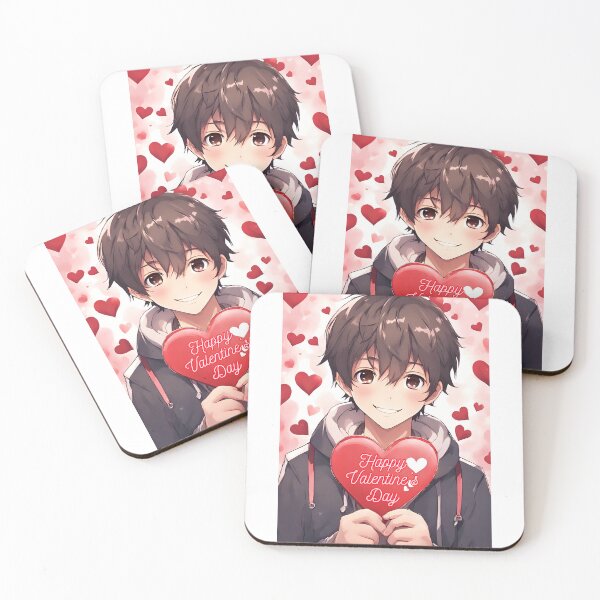 Item preview, Cute Anime Boy wishing "Happy Valentine's Day" - 1 designed and sold by StellaArtz.