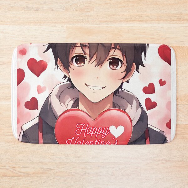 Item preview, Cute Anime Boy wishing "Happy Valentine's Day" - 1 designed and sold by StellaArtz.