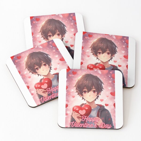 Item preview, Cute Anime Boy wishing "Happy Valentine's Day" - 2 designed and sold by StellaArtz.
