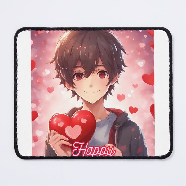 Item preview, Cute Anime Boy wishing "Happy Valentine's Day" - 2 designed and sold by StellaArtz.
