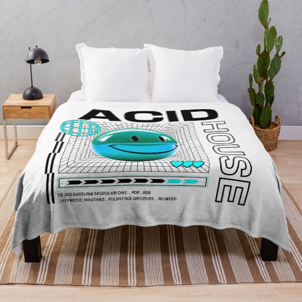 Item preview, ACID HOUSE - 3D Smiley (black/blue) designed and sold by Discothreadz.