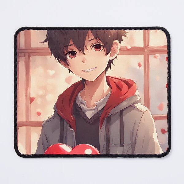 Item preview, Cute Anime Boy wishing "Happy Valentine's Day" - 3 designed and sold by StellaArtz.