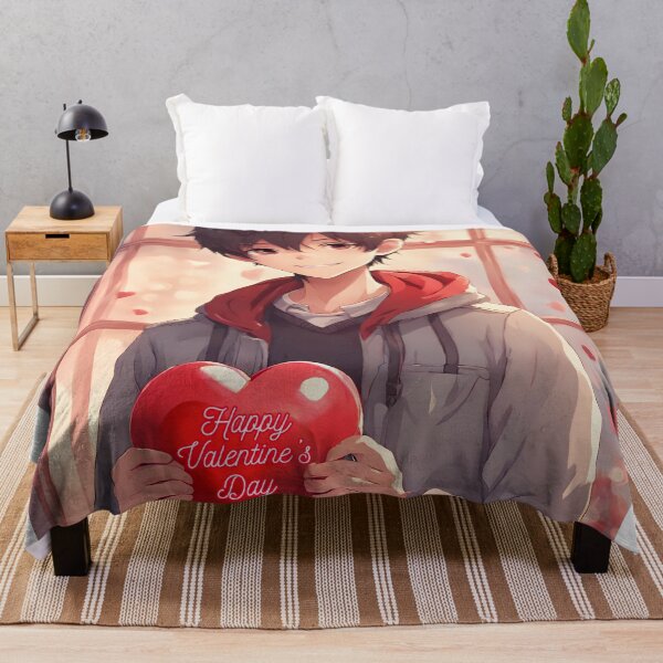 Item preview, Cute Anime Boy wishing "Happy Valentine's Day" - 3 designed and sold by StellaArtz.