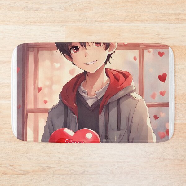 Item preview, Cute Anime Boy wishing "Happy Valentine's Day" - 3 designed and sold by StellaArtz.