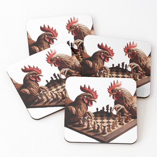 Item preview, Strategic Feathers: Chess Game between Two Clever Hens designed and sold by iwcus.
