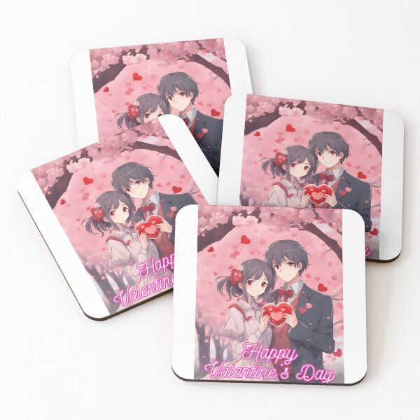 Item preview, Cute Anime Couple wishing "Happy Valentine's Day" - 1 designed and sold by StellaArtz.