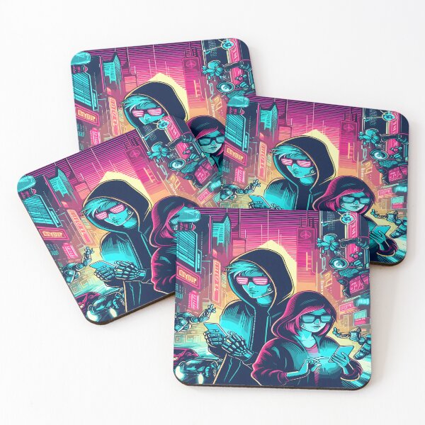 Item preview, Anime Boy Anime Girl Hacker Mouse Pad, Desk Mat designed and sold by KitonicTees.