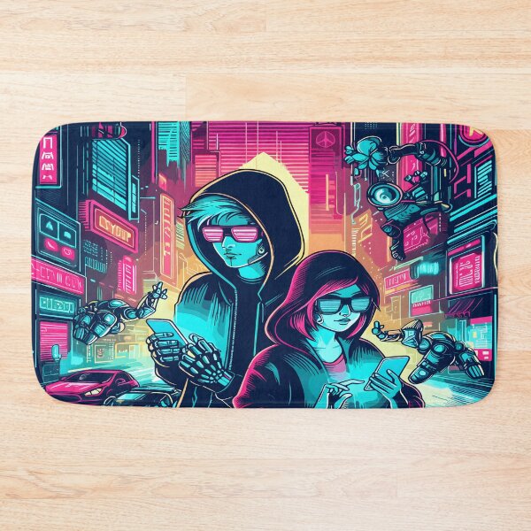 Item preview, Anime Boy Anime Girl Hacker Mouse Pad, Desk Mat designed and sold by KitonicTees.