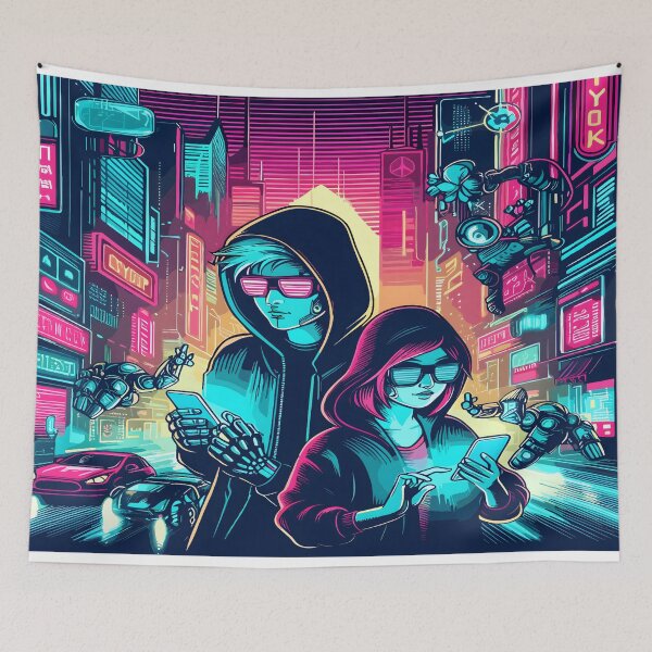 Item preview, Anime Boy Anime Girl Hacker Mouse Pad, Desk Mat designed and sold by KitonicTees.