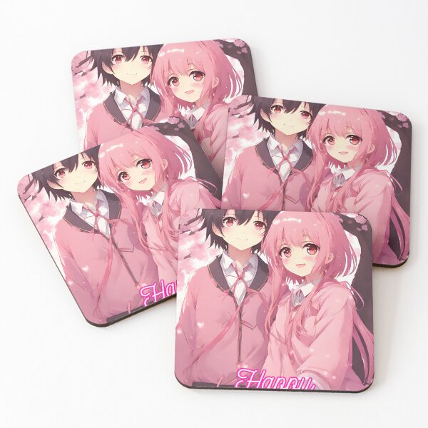 Item preview, Cute Anime Couple wishing "Happy Valentine's Day" - 2 designed and sold by StellaArtz.