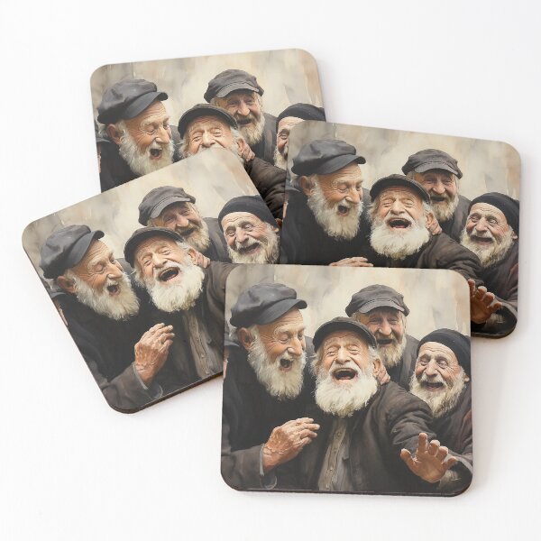 Item preview, Jubilant Moments - A Gathering Of Jewish Men Sharing Laughs - Jewish Art - Watercolor Art designed and sold by CastleBySea.